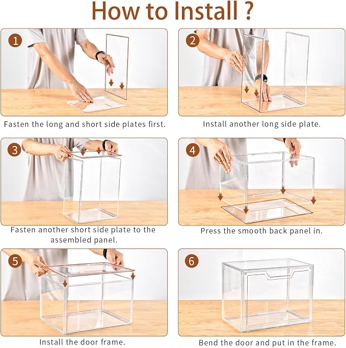 Freebat Stackable Storage Organizers, Clear Acrylic Display Case, 9-Pack Acrylic Boxes with Lids, Clear Storage Containers Storage for Handbags, Collectibles & Figures - Image 8