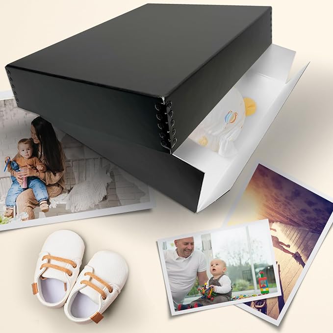 Golden State Art, Drop Front Archival Storage Box, 11.75"x15.25"x3"-Black | Acid-Free 11x14 Museum Photo Storage Box with Metal Edge, Preserve Documents, Prints, Poster, Photographs, Arts And Crafts - Image 8