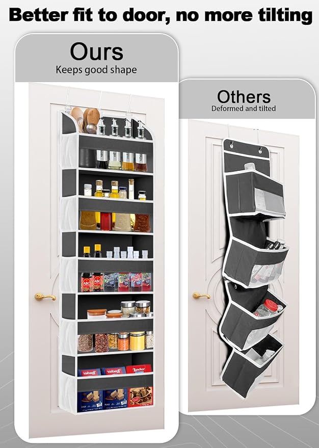 TAHAVICE Over the Door Organizer Storage, 5 Large & 10 Mesh Pockets | Hanging Organizer Closet College Dorm Essentials for Girls, Storage for Dorm Organization, Nursery & Bedroom (Dark Grey) - Image 2