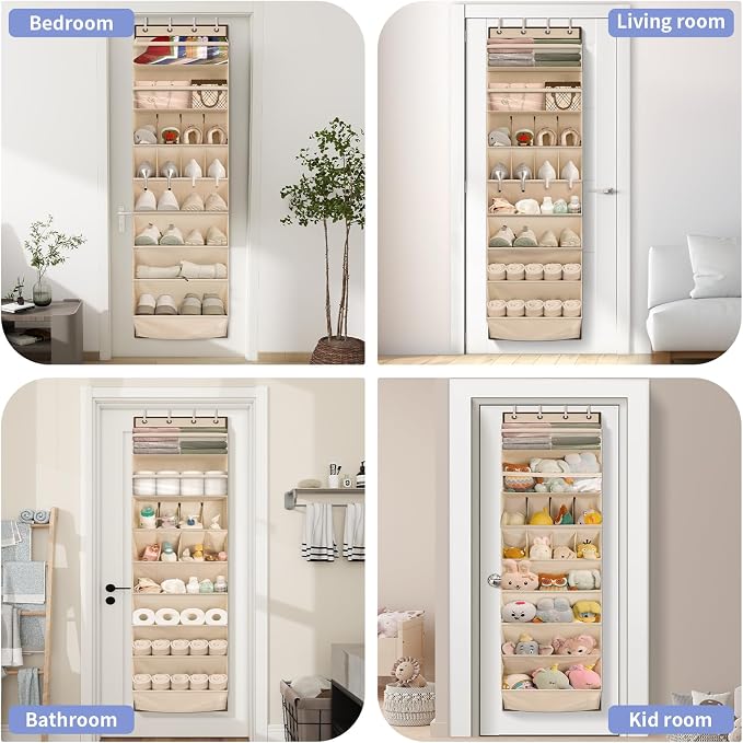 1 Pack Over The Door Shoe Organizer, 8 Shelves Hanging Shoe Organizers, | 68" Exlarge Deep Pockets Shoe Rack for Closet, Shoe Holder for Boots, Sneakers, Heels, Over Door Organizer in Home, RV, Beige - Image 6