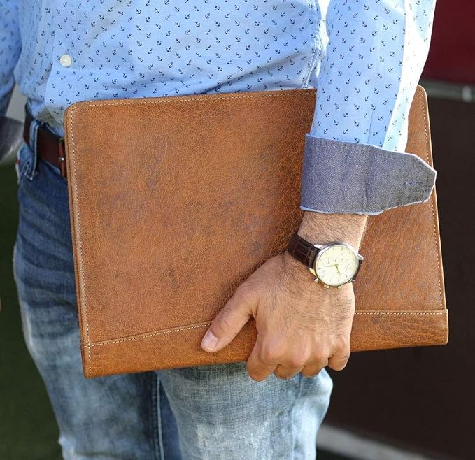 Leather Business Portfolio Business Personal Organiser Folder Full Grain Leather padfolio by KomalC - Image 5