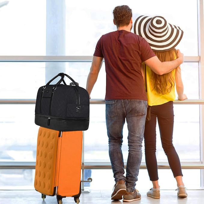 Weekender Bag for Women, Large Overnight Bag Canvas Travel Duffel Bag Carry On Tote with Shoe Compartment 21" 3Pcs Set - Image 7