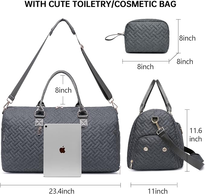Duffle Bag for Travel, Weekender Bag with Shoe Compartment, Carry On Overnight Bag for Women with Toiletry Bag, Gym Bag with Wet Pocket, Hospital Bags for Labor and Delivery Beige - Image 4