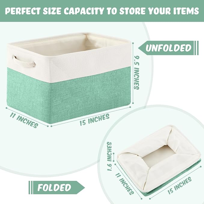 6 Pack Macaron Cube Storage Bins Fabric Handle Cube Baskets, 15x11x9.5 Inch | 6 Macaron Color, Foldable Organizer with Handles, Home Closet Bin for Shelves, Durable Cube Baskets Bulk for Home Storage - Image 2