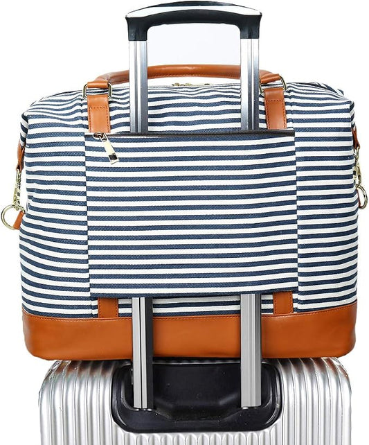Bluboon Travel Tote Bags with Zipper Ladies Canvas Bag Weekender Overnight Bag for Women Carry on Duffel Bag Trolley Sleeve by BLUBOON