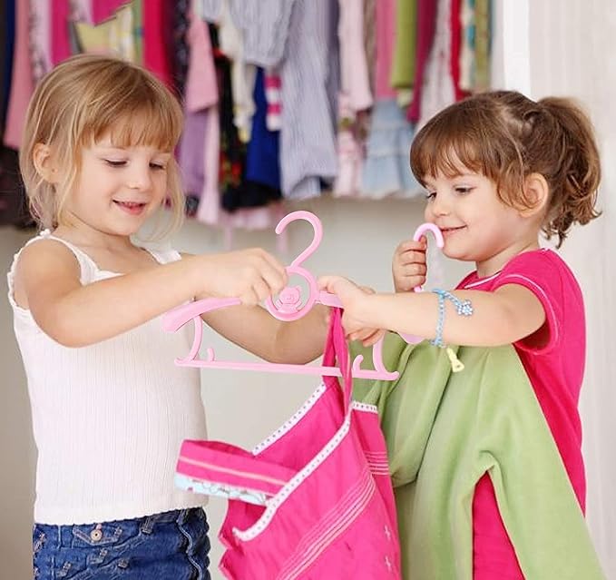 Kid Clothes Hangers 20 Pack, Plastic Baby Hangers Space Saving for Closet | Pink Hanger for Toddler Girl, Lightweight Anti-Slip Cascading Adjustable Children Infant Hangers, Ganchos para Ropa de Bebe - Image 5