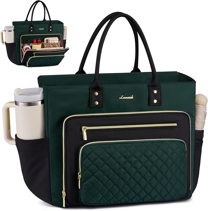 LOVEVOOK Laptop Tote Bag for Women With Large Cup Holder, Work Bags Teacher Nurse Computer Bag, 15.6 Inch Professional Briefcase Business Travel Large Purses Handbag, Diaper Bag With Multi-Pockets by LOVEVOOK