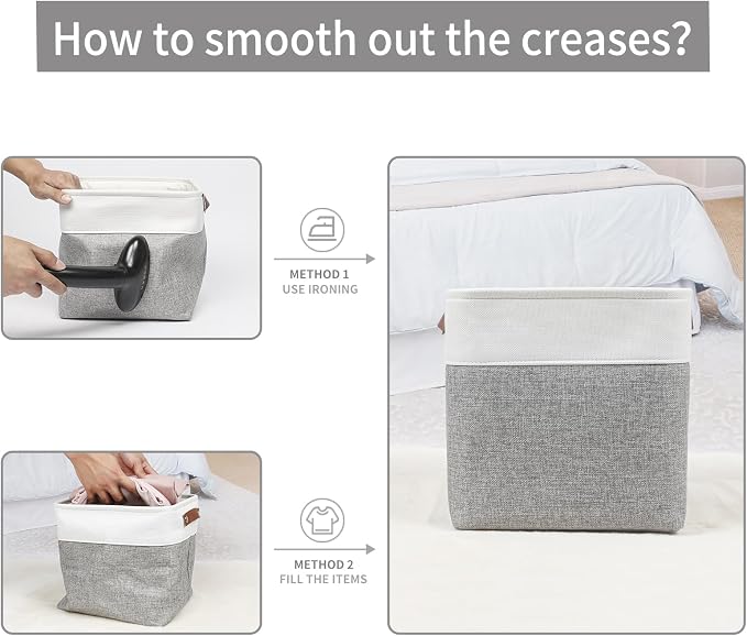 Collapsible Fabric Storage Cubes 11x11 Cube Storage Bins, 4 Pack Closet Baskets Box with Handles for Organizing, Shelf, Toys, Clothes, Home, Office, Nursery (Grey&White) - Image 8