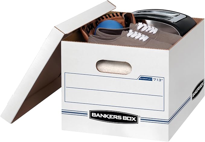 Bankers Box 30-Pack Basic-Duty File Storage Box with Lid, Letter/Legal | Tame everyday paperwork with affordable file boxes, lift-off lids, and reinforced handles for simple record storage. - Image 8