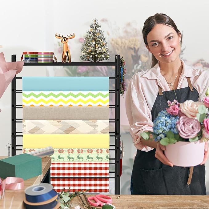 Ribbon Holder-Ribbon Organizer, Double-Sided Ribbon Holder Organizer Rack,Large Capacity Rolling Gift Wrap Rack Ribbon Organizer for Craft Room - Image 8