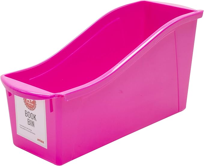Storex Large Book Bin, Interlocking Plastic Organizer for Home, Office and Classroom, Assorted Teen Colors, 6-Pack (71141T06C) - Image 3