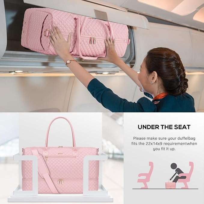 Travel Weekender Bags for Women - Large Duffle Bag with Shoe Compartment Carry On Overnight Bag with Toiletry Bag Pink Duffel Bags with Wet Pocket for Gym Hospital Bags for Labor and Delivery - Image 8