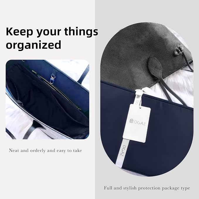 DGAZ Silk Purse Organizer Insert for Neverfullbag(Blue nuit,MM) | Soft and Lightweight,Perfect Fit,Multi-pocket Storage,Bag Protector,Luxury Bag Care,Handmade,for Smooth Bag Organizer - Image 8