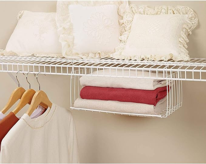 ClosetMaid 17 Inch Wide Hanging Basket Wire Shelving Accessory for Closet Shelves, Pantry Organizer, Kitchen, and Bathroom Storage, 2 Pack, White - Image 4