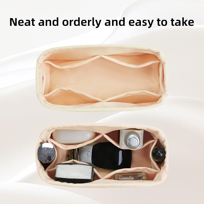 DGAZ Silk Purse Organizer Insert Fits Dior Book Tote mini/S/M/L，Silky Smooth Bag Organizer，Luxury Handbag & Tote Shaper（Craie，BT-M） | Soft and Lightweight,Perfect Fit,Multi-pocket Storage,Bag Protector,Luxury Bag Care,Handmade,for Smooth Bag Organizer - Image 3