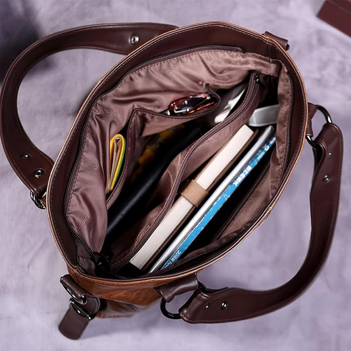 Handbags and Purses for women Vegan Leather Tote Bag for Women Satchel Shoulder Bags Travel Purse with Compartments - Image 5