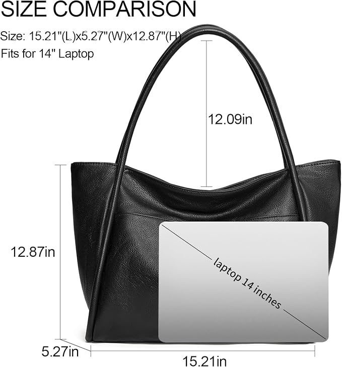 GAEKEAO Tote Bag for Women Vegan Leather Zipper Shoulder Bags Travel Purses | Large Capacity Purse Handbags, Inner Pocket with Key Clip, Fits 14" Laptop, for Casual Work Dating Commute Daily Weekender - Image 2