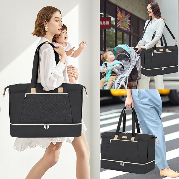 Diaper Bag Tote for Baby 7PCS, Large Mommy Bag with Portable Changing Pad | Multifunctional Hospital Bags for Labor and Delivery with Pacifier Case and Organizer Pouches,Travel Baby Bag for Boy Girl - Image 2