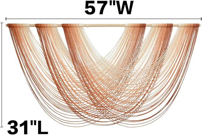 Macrame Wall Hanging Orange Boho Fiber Art Large Decor 57"W*31"L | Boho Wall Hanging, Large Wall Decor, Fiber Art Accent, Orange Design, Handmade Home Decor, for Bedroom Living Room - Image 5