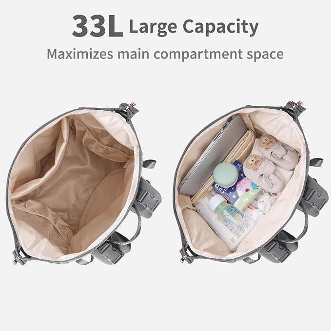 CEI-CEI Neoprene Diaper Bag Backpack with Insulated Pockets, Large Newborn Baby Maternity Bags Travel Tote with Changing Pad - Image 4