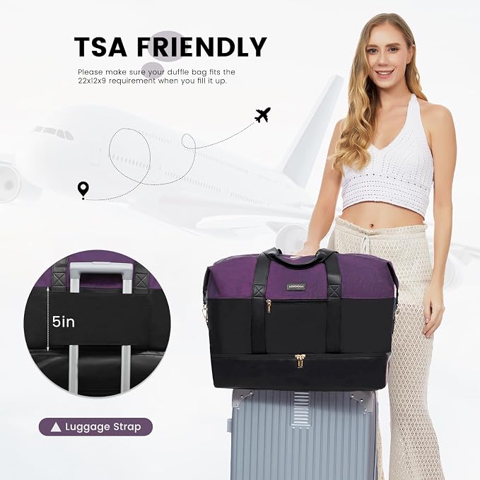LOVEVOOK Weekender Bag for Women, Large Duffle Bag for Travel with 2 Packing Cubes, Carry on Overnight Bag with Shoe Compartment, Mom Hospital Bags for Labor and Delivery - Image 6