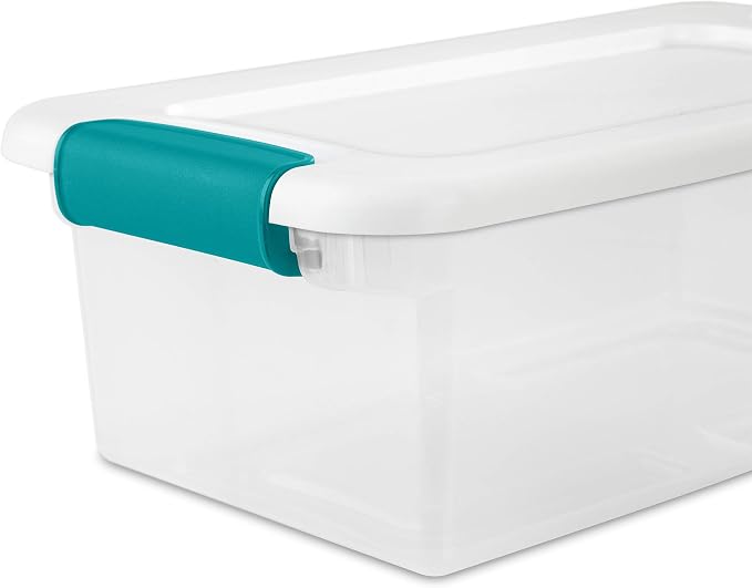 Sterilite 6 Quart Latching Box, Small Clear Plastic Storage, White, 12 Pack - Image 5