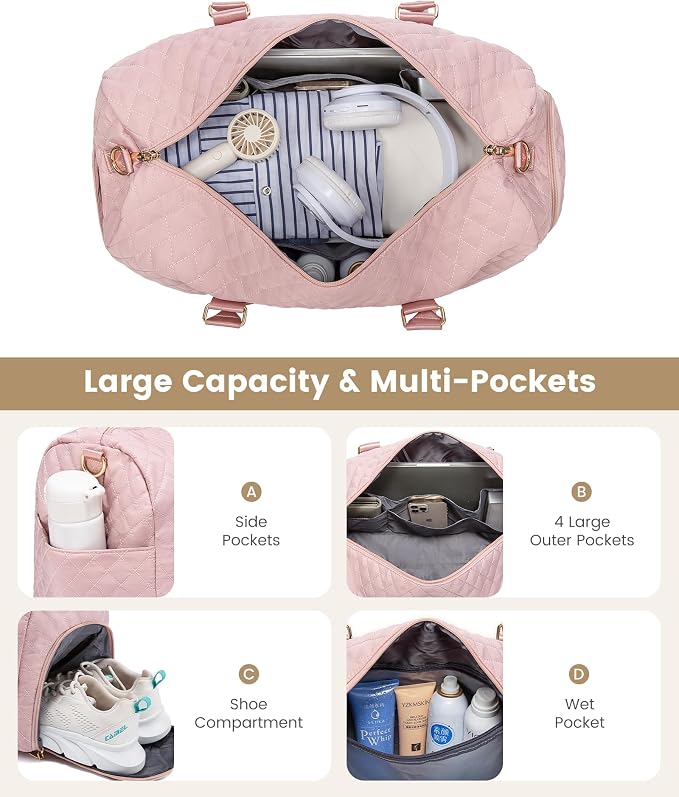 LOVEVOOK Travel Duffle Bag, Weekender Bag for Women with Toiletry Bag, Carry on Overnight Bag with Shoe Compartment, Gym Duffel Bag with Wet Pocket, Mommy Hospital Bags for Labor and Delivery - Image 2