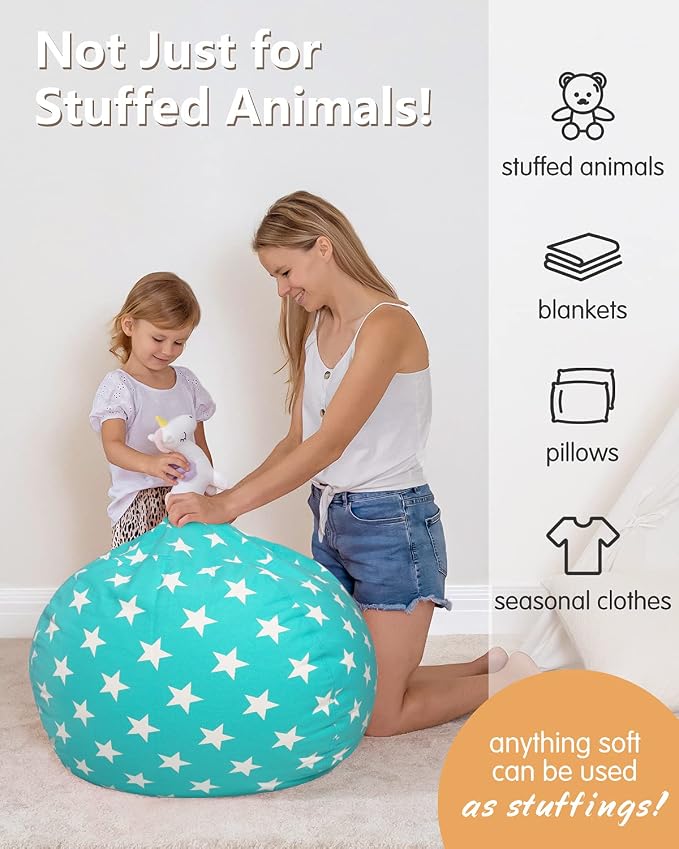 Aubliss Stuffed Animal Bean Bag Storage Chair (Aqua Star, Medium (32'')) - Image 4