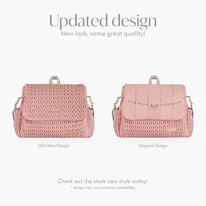 Hannah & Sophia Belle Convertible Baby Diaper Backpack & Bag in Pink Polyester with Classic Style | Waterproof Changing Pad, Spacious, Multiple Pockets & Insulated Bottle Holders, Detachable Straps, Quilted Easy-Clean Fabric - Image 2