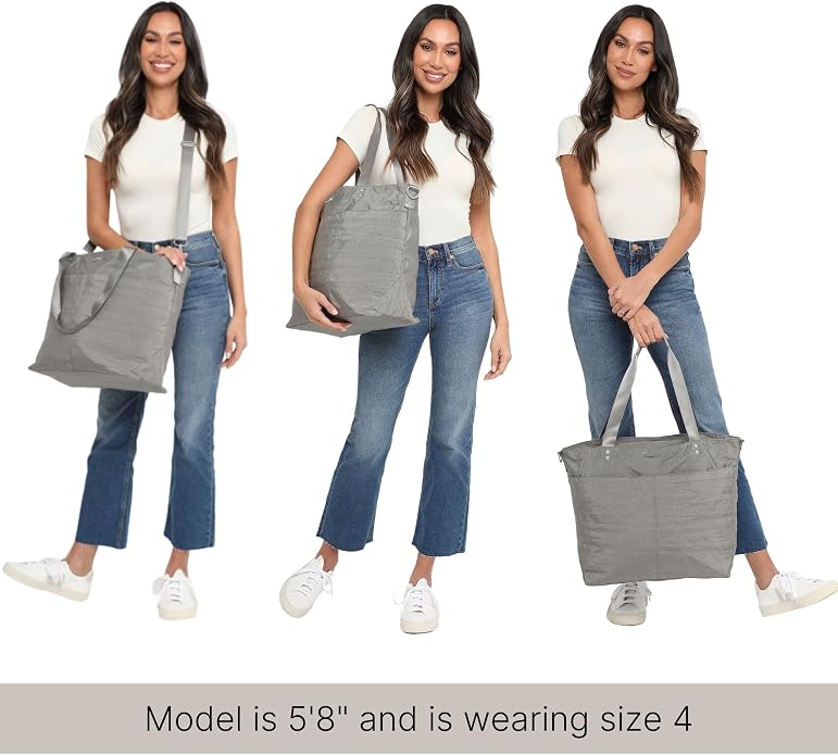 Baggallini Carryall Tote - Lightweight Nylon Zipper Top Weekender Travel Beach Bag w/Luggage Sleeve - Image 2