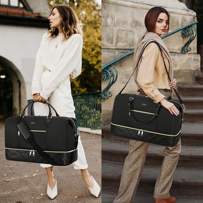 ITIEZY Weekender Bag for Women 21.5" Travel Duffel Large Carry On Bag 3PCS | Nylon Duffel Bag with Waterproof Shoe Compartment, Crossbody Bag and Toiletry Bag, Travel Weekend Hospital Overnight Gym Bag - Image 2