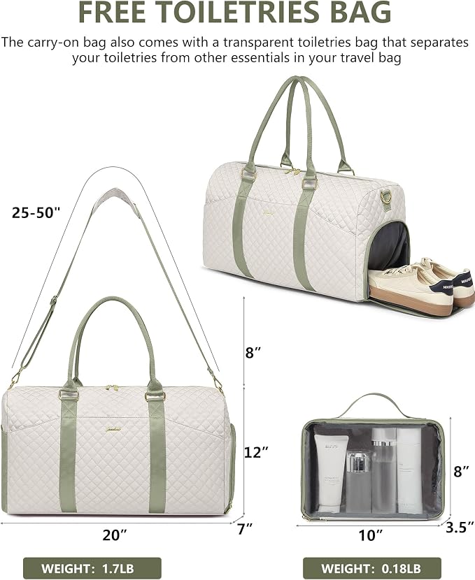 Women Weekender Travel Duffle Bag: Travel Duffel Overnight Bags with Shoe Compartment Large Carry on Tote with Toiletry Bag Weekend Traveling Yoga Gym Hospital Bag for Women with Wet Pocket - Image 3
