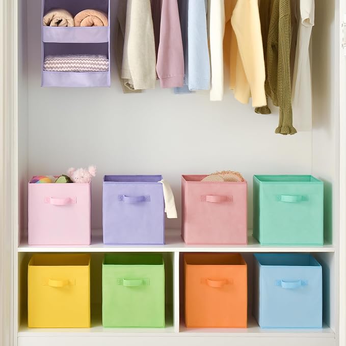 GRANNY SAYS 11 Inch Cube Storage Bins, Cube Organizer, Pastel Color, 8-Pack | Collapsible Storage Boxes with Thickened Base Plate, Sturdy Handles, Decorative Baskets for Shelves, Closet - Image 3