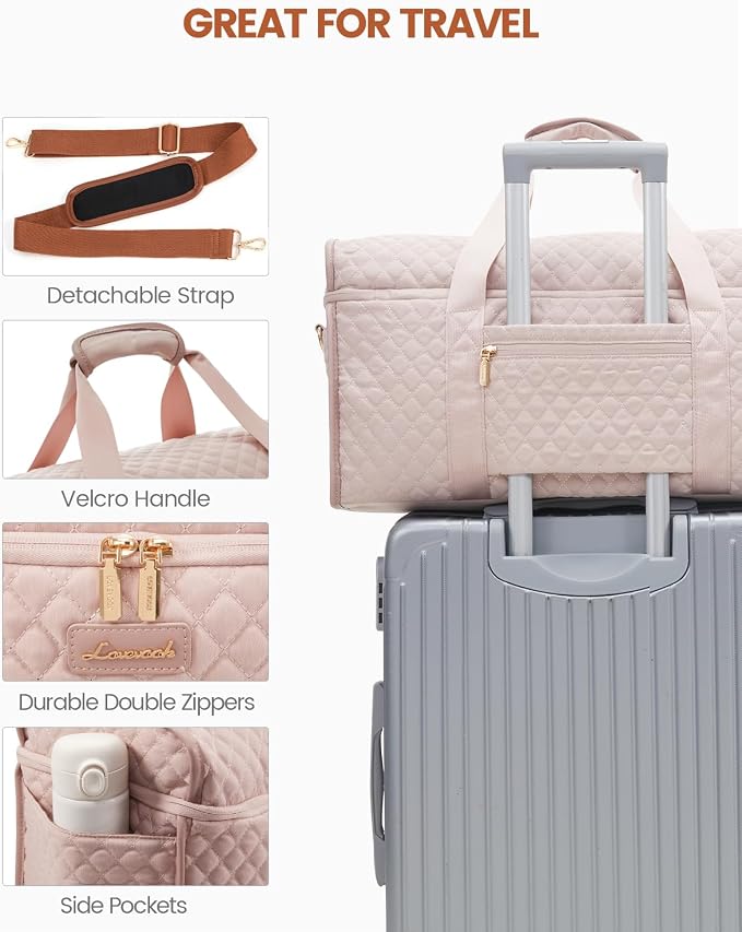 LOVEVOOK Travel Duffle Bag - Weekender & Overnight Bag with Toiletry & Wet Pocket, Carry-On Size, 3pc Set - Image 5