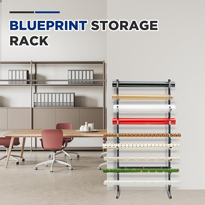 Gisafai 9/17 Tier Wall Mount Blueprint Storage Rack Hanging Vinyl File Roll Poster Display Rack Vertical Art Print Blueprint Holder for Plan Organization(44 x 21 x 11 Inches) - Image 6
