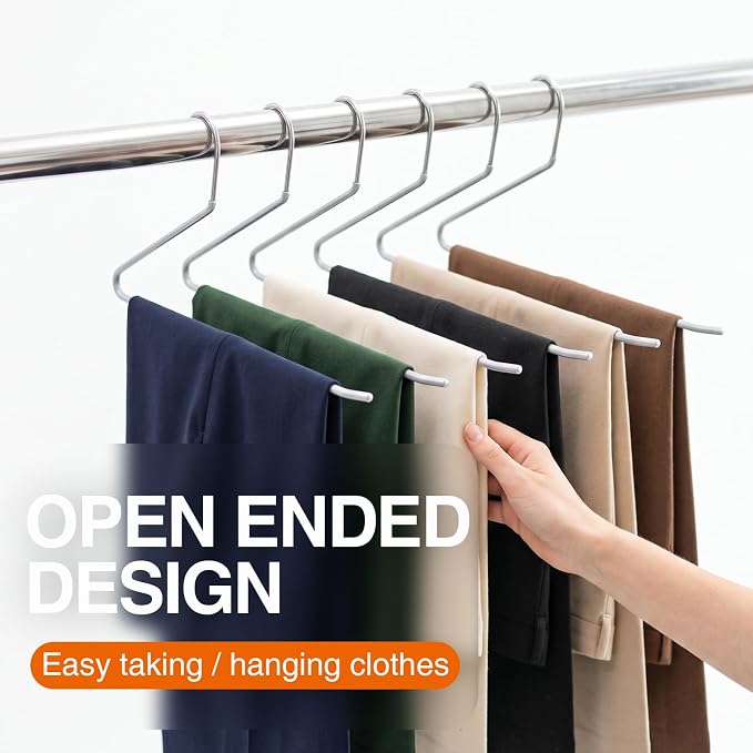 Korpai 20-Pack Open Ended Pants Hangers,Non Slip Space Saving Jean Hanger | No Creases Rubber Coating Heavy Duty Metal Pants Hangers,Trouser Hangers for Jeans,Slack,Skirt,Scarf,Blanket,Ties ect,Grey - Image 4