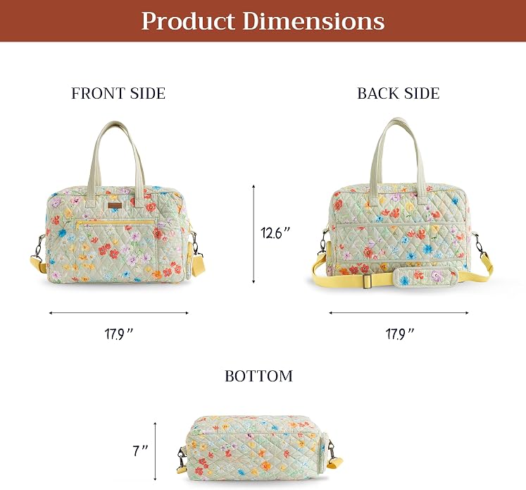 Maison d' Hermine Weekender Bags for Women Cotton Quilted Duffel Overnight Luggage Weekend Bag for Men Gym Gifts Travel | Overnight Luggage Weekend Bag for Men Gym Sports Gifts Duffle bag Business Travellers Trip Spring Summer - Image 5
