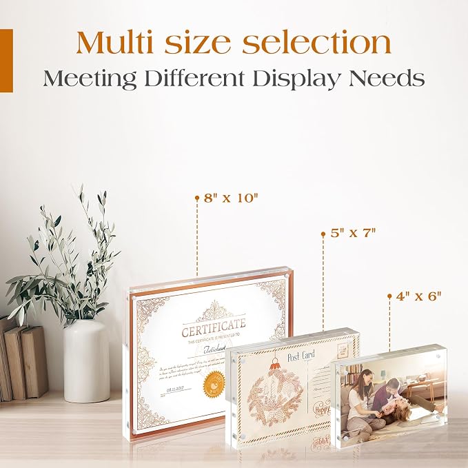 8x10 Acrylic Frame 6 Pack,20MM Thicker Frameless Clear Picture Frames | Freestanding Double Sided Magnetic Picture Frame,Acrylic Picture Frames for Desktop Display with Microfiber Cloth,Gift Ideal - Image 6