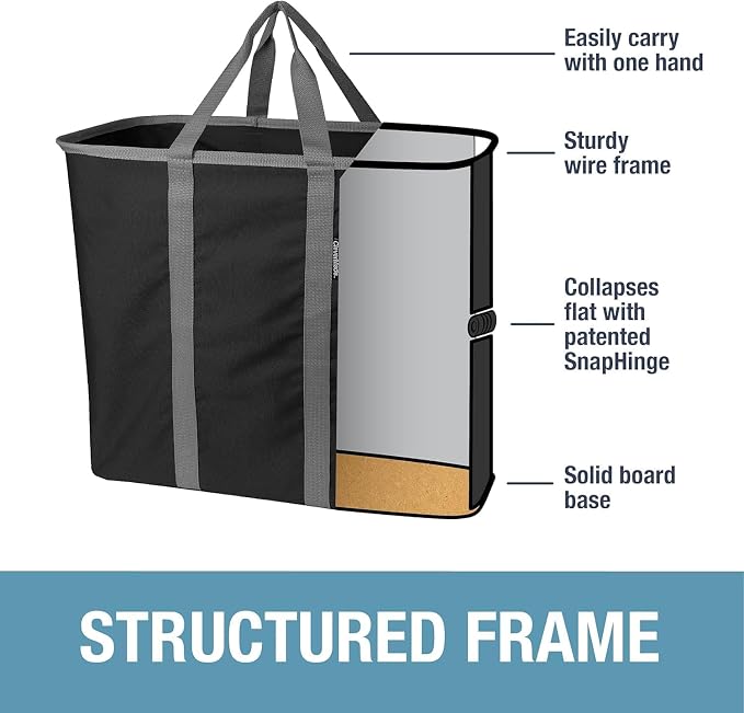 Collapsible Laundry Caddy - Denim/Shadow Gray(2PK) | Move 2 Full Loads Without Spills | Reinforced Rim and Base Stay Upright, While Soft Handles Ease Trips to the Washer - Image 6