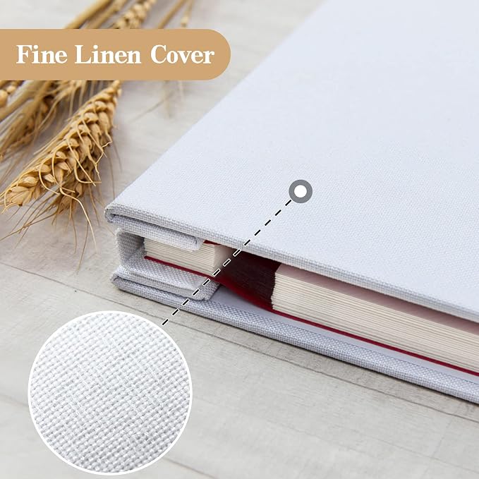 potricher Large Self Adhesive Photo Album 40 Pages, Linen cover, White | Photo Album Self Adhesive 4x6 5x7 8x10 Pictures, Linen Cover DIY Scrapbook Albums for Family, Wedding, Baby, Anniversary - Image 5