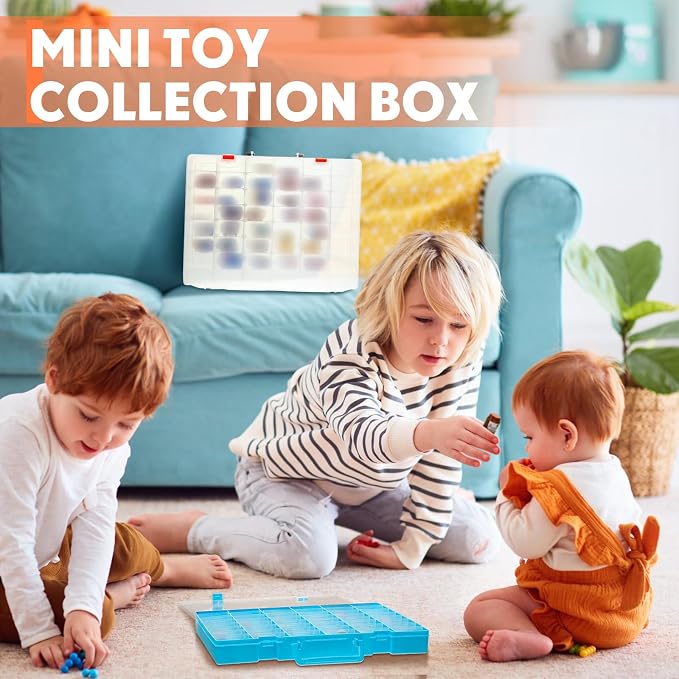 2 Pcs 48 Grids Plastic Bead Organizer Box with Divider, Clear, Blue - Image 5