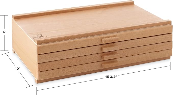 7 Elements 10 Drawer Wooden Artist Storage Supply Box for Pastels, Pencils, Pens, Markers, Brushes and Tools - Image 3