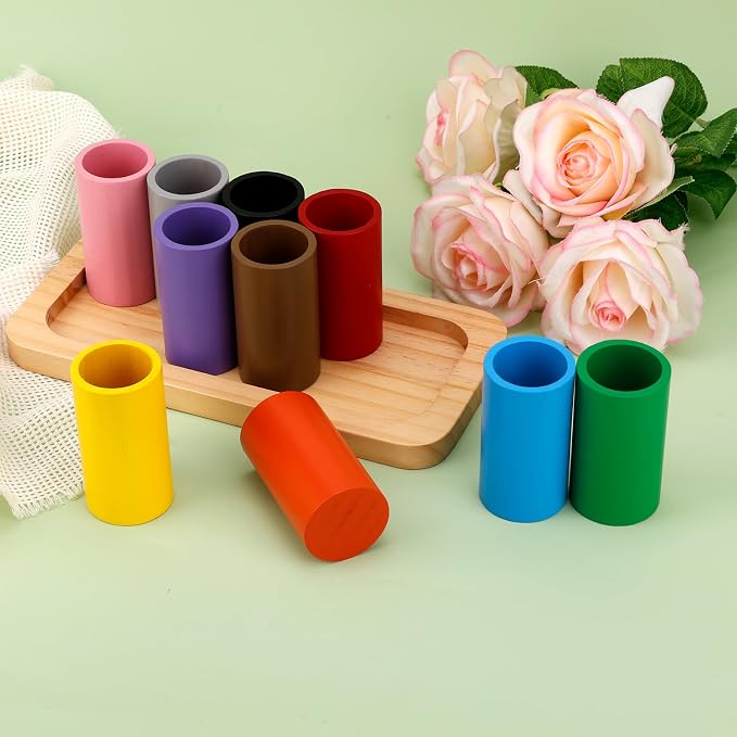 Wooden Colored Pencil Holder, Crayon Storage Organizer | with 10 Movable Compartments Pen Cups Holder for Kids Desk Office Home School Supply - Image 3