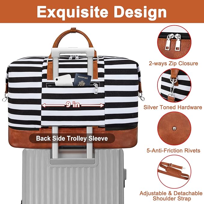TIBES Travel Weekender Bag for Women, Overnight Bag with Shoe Compartment | 3PCS Large Travel Duffel Bag for Gym, Travel, Hospital, Business Trip, Carry On Tote, Wet & Dry Separation, Water Resistant - Image 5