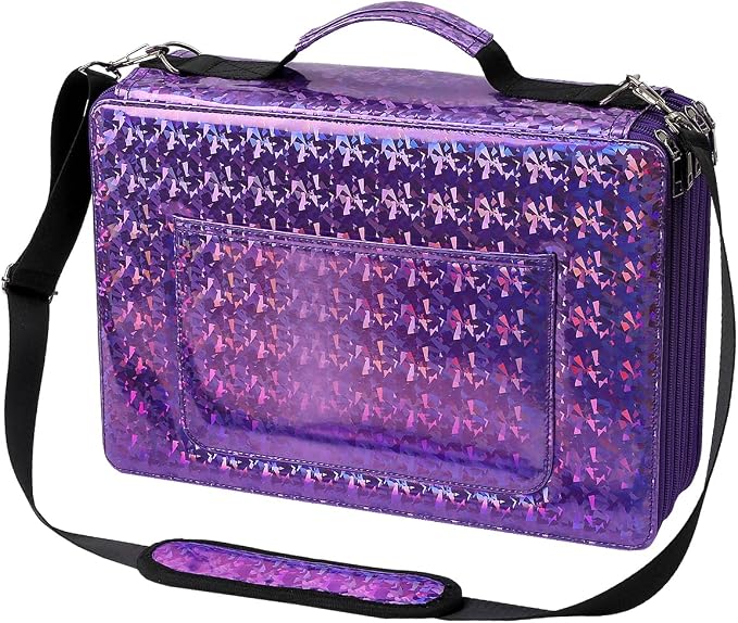 Large Capacity Colored Pencil Case - 600 Individual Slots PU leather with Zipper Closure Portable Organizer for Watercolor Pencils Ideal for Artists（Purple） by HMZSP