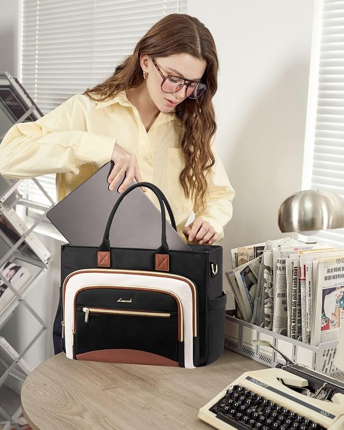 LOVEVOOK Work Tote Bags for Women,Laptop Teacher Bag With File Organizer | Large Cup Holder,Teacher Tote Bag,Nurse Bags,Multi-Pockets Professional Briefcase Business Purses Handbag - Image 3