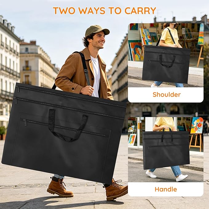 ZKOO Light Weight Art Portfolio Bag, 36 x 48 Extra Large Art Portfolio Case with Detachable Shoulder Strap, Carrying Storage Case for Artwork, Canvas, Poster, Sketching, and Drawing (Black) - Image 4