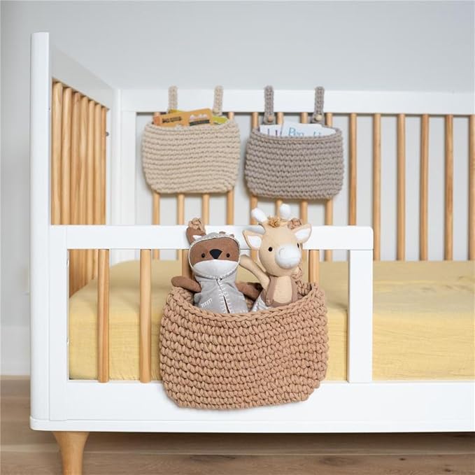 Crane Baby Hanging Bin Trio, Nursery Storage & Organization Products, Hanging Stuffed Animal Storage Solution, Nursery Pocket Organizer, Baby Organizers, Boho Decor Accent, Crib Accessories - Image 3