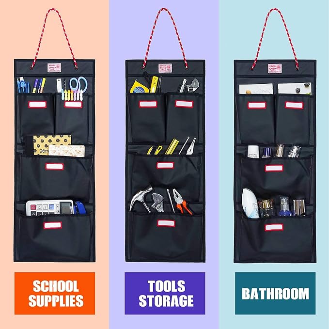 Rough Enough Locker Organizer, 4 Pockets Hanging for Gym Work Wall, Black | Water-Repellent, Heavy Duty Tarpaulin, 27 x 11 Inch, 2 Small + 2 Large Pockets, for Police, Officer, Teacher - Image 7