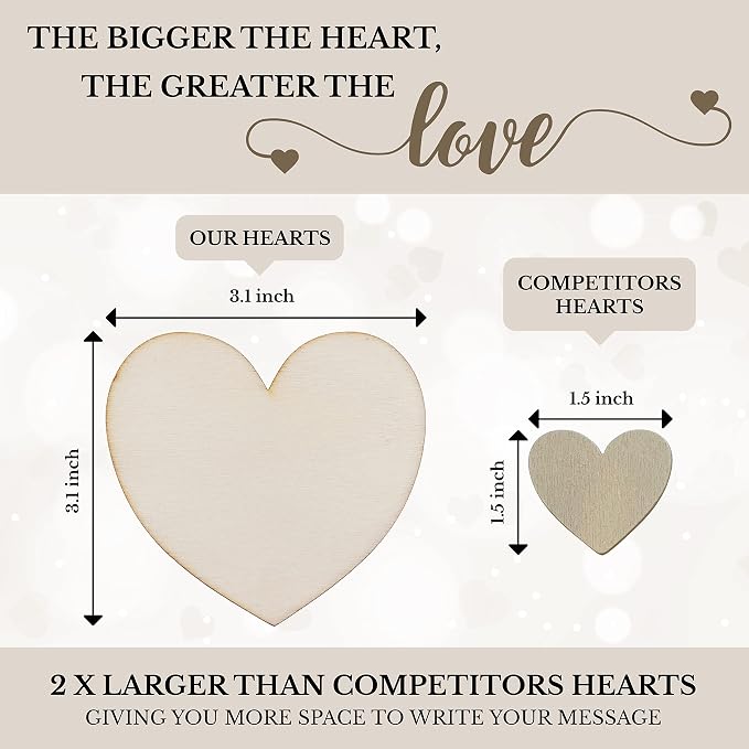 Jecor Alternative Guest Book Box - Wedding Guest Book Alternative - Pattern | 62 Large Wooden Hearts - Baby Shower, Bridal Shower, Anniversary, Birthday, Retirement, Funeral Guest Book Alternatives - Image 7